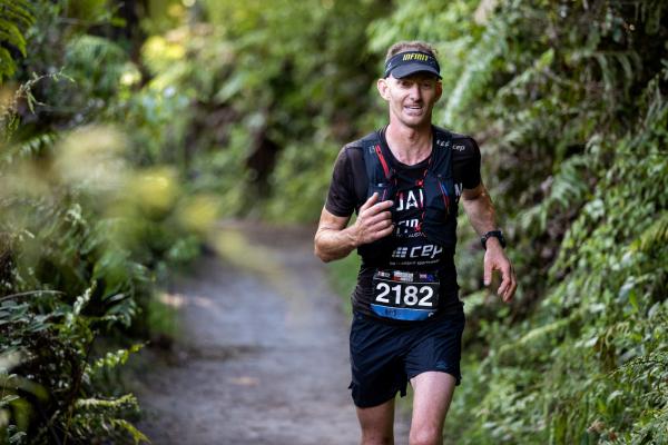 Rhys Johnston running in the Tarawera Ultramarathon Photo Graeme Murray